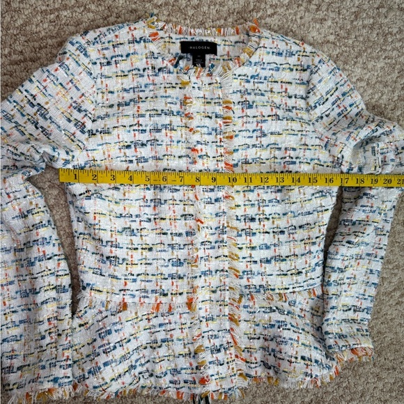 Halogen Nordstrom Button Front Tweed Blazer Jacket Ivory Size XS. - Picture 12 of 15